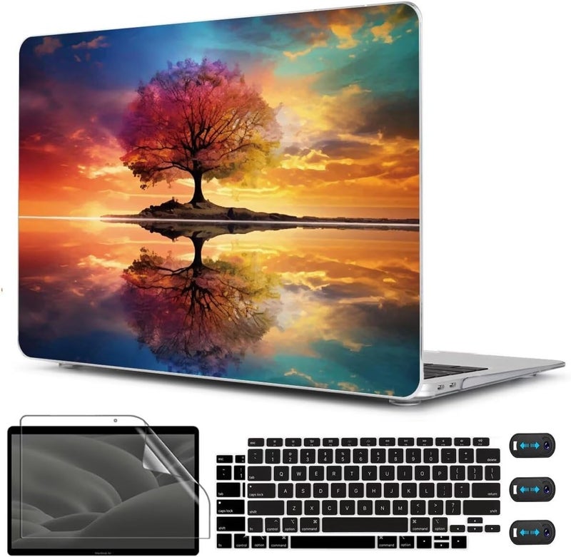 CISSOOK Compatible with MacBook Air 13 inch Case 2021, 2020-2018 Release Model M1 A2337 A2179 A1932, Protective Plastic Hard Shell Case Cover for MacBook Air 13-inch with Touch ID, Tree Landscape - Image 1